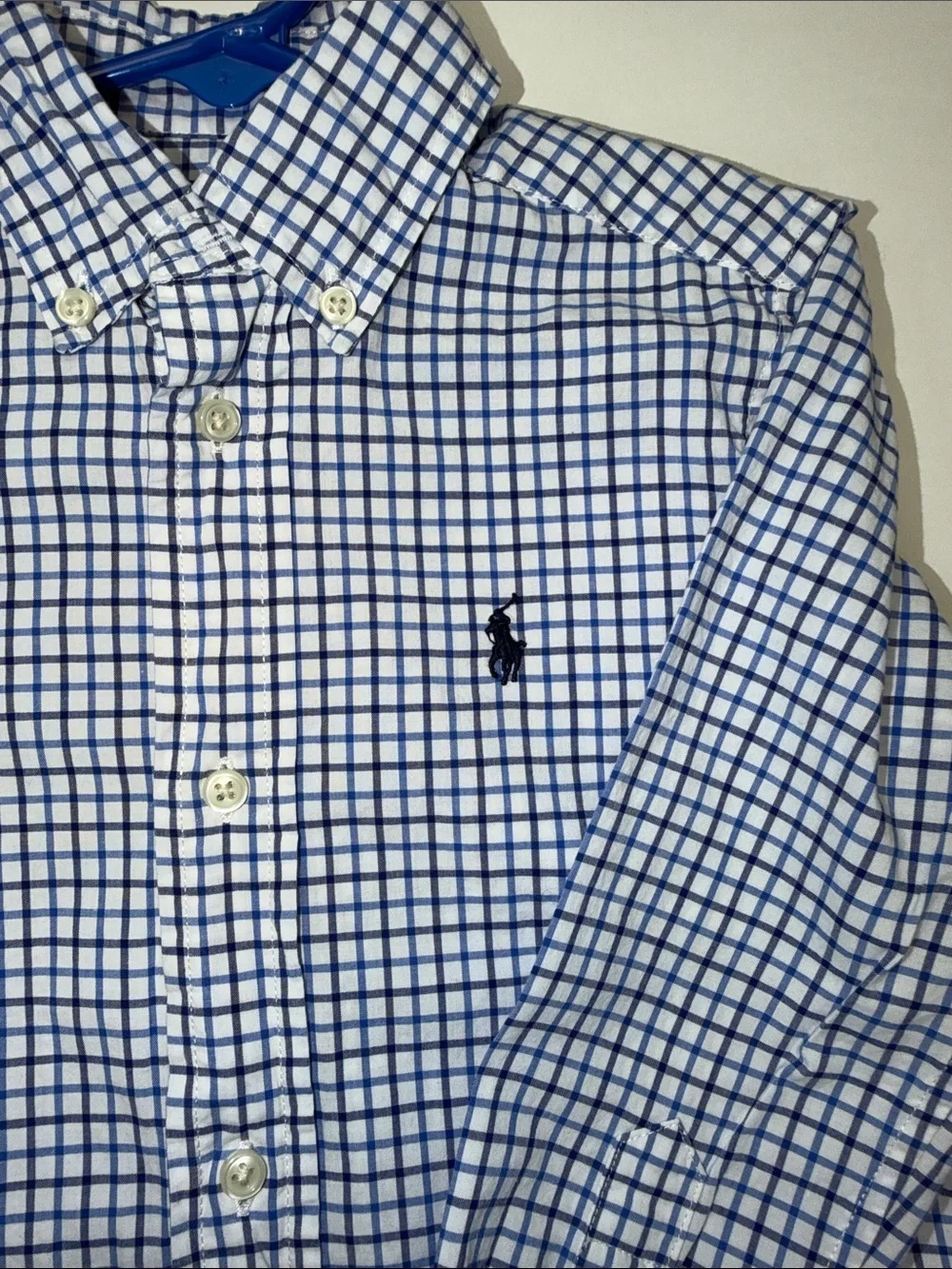 Ralph Lauren Boys'‎ White & Blue Checked Button-Down Shirt